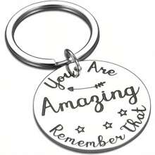 Stainless Steel Inspirational Keyring Pack - "You Are Amazing, Remember That" Motivational Gift Set For Friends, Coworkers, Him & Her
