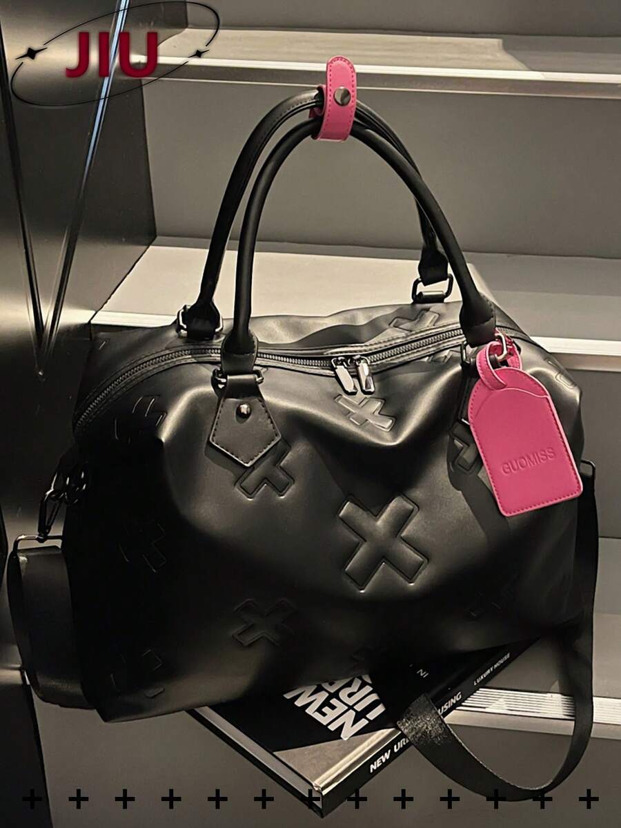 时尚压花PU皮革大容量旅行包/手提包，多口袋行李包，便捷手提健身包，干湿分离瑜伽包，多功能旅行包，轻便训练包。