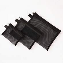 1/3 Stücke graue und schwarze Reisetasche für Kosmetik, aus Nylonmaterial gefertigt, geeignet zum Aufbewahren von Lippenstift, Puder, Lipgloss, Lotion, Handcreme und anderen Damen-Kosmetikartikeln. Zusätzlich können darin auch Alltagsgegenstände wie Masken, Stifte und Radiergummis aufbewahrt werden.