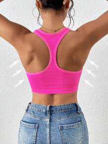 LianShengFa 1 pieza Sujetador deportivo sin costuras con espalda de tirantes, chaleco de yoga de alta elasticidad y resistente a los impactos, sujetador deportivo transpirable y cómodo