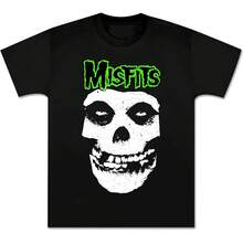 Camiseta Misfits Retro Punk Rock Band Unisex Ajuste para Hombre Impresión Gráfica Verde Suave Camiseta de Algodón Vintage Juvenil Negra - Negro - Ver 1