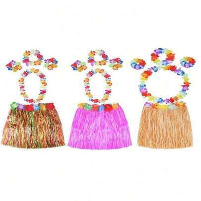 1 套夏威夷草裙舞服装、夏威夷草裙舞生日派对装饰、表演道具、时尚配饰