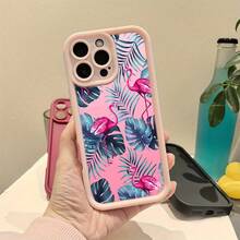 Pink Flamingos Tropical Leaves Pink Background Cute Pink Girly  Case [X/Xs/11/12/13/14/15/16 Pro/16 Promax] - Soft TPU Shockproof Cover,  Gift For Girlfriend/BFF, Birthday Present For Women, Aesthetic Protective Phone Case - Pink - View 5