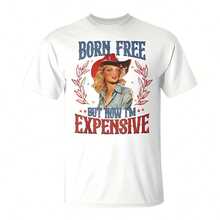 Camiseta de Retro Nacida Libre pero ahora soy Cara para el 4 de julio - Blanco - Ver 1