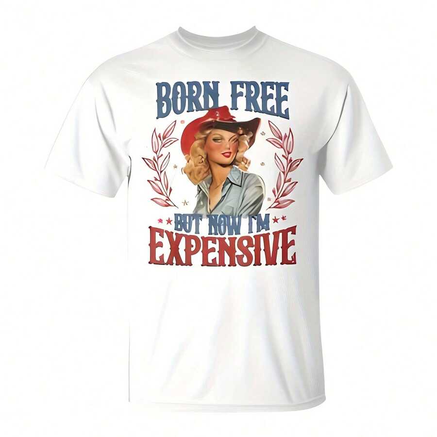 Camiseta de Retro Nacida Libre pero ahora soy Cara para el 4 de julio - Blanco - Ver 1