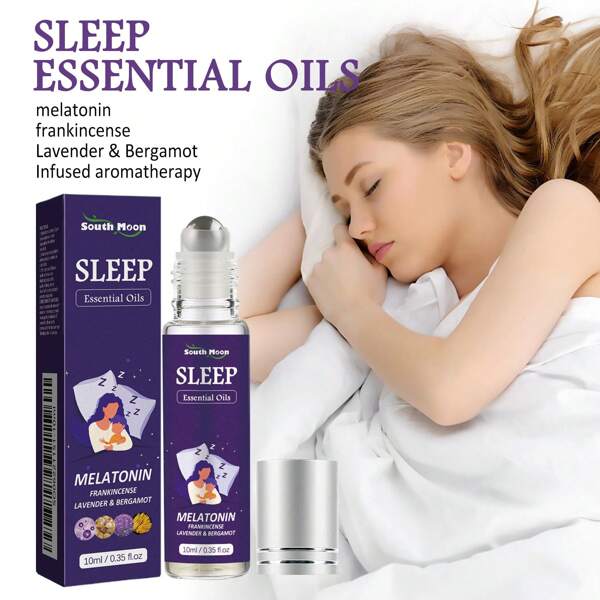 Óleo Essencial Sleep Roller Ball - Promove o Sono, Alivia a Ansiedade, Massagem Terapêutica para Sono Rápido, Óleo Botânico
