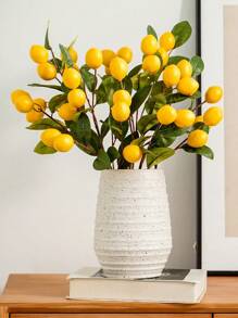 1PC/2pcs/3PCS/5PCS, Artificial Lemonade Ornament, 67cm Long, 1 Stick 6 Fruits, Non-Fading Flexible Plastic Plant Artificial Flower Fruit Potted Decoration, Modern Simple Nordic Style, Suitable For Home Interior And Outdoor Decoration, Flower Arrangement, Wedding, Etc.