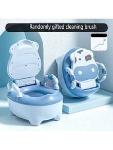Cartoon Cow Design Potty Trainer For Toddlers And Infants, Children's Toilet Seat With Random Cleaning Brush Included - Multicolor - View 2