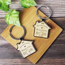 Personalized Home Sweet Home Couples Keyring, Personalised House Warming Key Chain, Moving House Gift, New Home Keyrings, His & Hers Homeowner