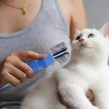 双面狗刷，用于梳理和梳理狗毛，不锈钢宠物梳 - 彩色 - 查看 5