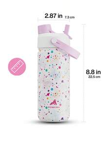 18盎司保温水瓶，配有二合一吸管盖，24小时保冷，防漏，不锈钢双层壁，适合运动、健身、旅行和上学使用。