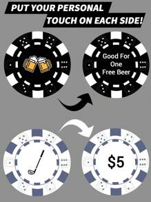 1 Piece / 5 Pieces / 10 Pieces Of Personalized Poker Chips In Five Colors, Printed With Your Customized Text And Photo On Both Sides For Double-Sided Use. Suitable For Party Game Accessories, Poker Game Chips, Drink Sets Or Bar Chips, And Can Be Used For Bachelor Parties, Valentine's Day, Valentine's Day Decorations, Birthday Gifts, And Graduation-Related Scenarios.