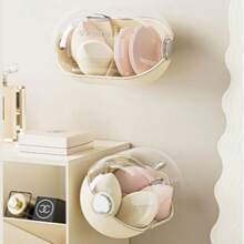 Boîte de rangement pour cosmétiques, accrocher au mur pour la maison, sans perforation, étanche et anti-poussière. Boîte de rangement multifonctionnelle pour houppettes et éponges de beauté