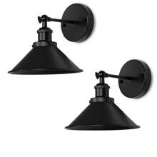 Black Vintage Wireless Battery Operated Wall Sconces, Industrial Cordless Battery Powered Led Wall Lights Set Of 2, Wall Lamp Fixture Indoor With RGB Light Bulb/No RGB Light Bulb Remote Control For Bedroom Farmhouse Gallery