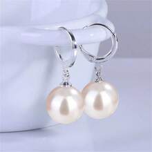 Pearl Earrings For Women, Dainty Gold Earrings 14K Gold Plated Pearl Drop Earrings Cute Pearl Hoop Earrings Hypoallergenic Dangle Pearl Earrings For Women Wedding Earrings For Brides - Gold 2 - View 16