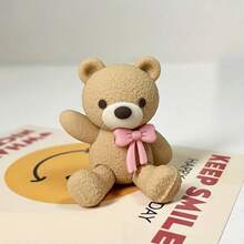 1pc/5pcs 3D Realistic Brown Bow Teddy Bear Cake Topper, For Birthday Party Wedding Cake Decoration - Multicolor - View 14