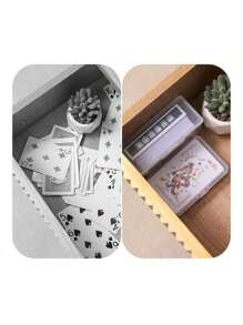 1pc Transparent Plastic Playing Card Storage Box, Card Container, Jewelry And Small Item Organizer Box, Suitable For Poker, Bridge, Standard Cards - Random Color