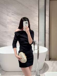 1 件 Moonlit Eve 包 - 金属褶皱迷你蛋形手拿包，优雅的金属双珍珠扣设计，适合派对女孩、新娘、大学生、年轻专业人士，配有金属链带 - 金色 - 查看 11