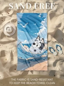 Bluey 1 pieza Toalla de playa de Bluey, toalla de baño con estampado de Bluey y gaviota, toalla de playa de estilo de moda, toalla de baño superabsorbente y suave de microfibra, ligera y portátil, con protección contra el viento y el sol, a prueba de arena para viajes de verano, vacaciones, decoración de baño, disponible con o sin bolsa de almacenamiento