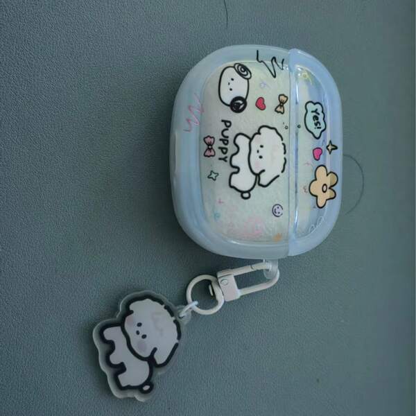 Sanrio Custodia carina per auricolari senza fili compatibile con Apple 4 e Pro 2, con motivo floreale e cane bianco cartoonistico