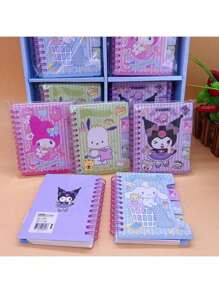 Sanrio 1pc Cute Cartoon Embossed Spiral Notebook, Student Pocket Memo Book, Children Gift Stationery School Supplies,Back To School