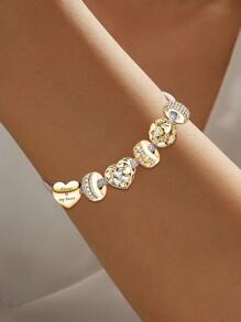 1Pc Fashionable Sparkling Rhinestone Beads For Women Bracelets Bangles DIY Jewelry Making And Daily Outfit Matching Jewelry Decoration For Girls