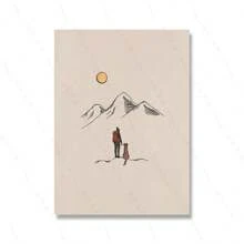 1pc Gift Travel Mountains Hiking With Dogs Art Print Landscape Cartoon Posters Canvas Painting Nordic Wall Arts Picture Kids Room Home Decor No Frame