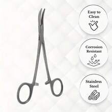 5.5" Stainless Steel Hemostatic Forceps With Locking Mechanism - Curved Tip, 3-Level Adjustable Grip, Suitable For Nurses, Veterinarians, Fishing, Pet Grooming And More. Features Multi-Function Precision Pliers Design With Medical Tweezers Accuracy And Stylish Metallic Finish.