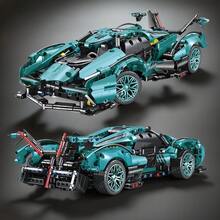 Über 1000 Stücke blaue Superbauklötze zum Zusammenbauen, 1:14 Maßstab Rennmodell, aus ABS Material gefertigt, kreatives Montagemodell, Geburtstagsgeschenk, Weihnachtsgeschenk, Halloween Geschenk, Batterien nicht enthalten, geeignet ab 14 Jahren. - Verschiedenfarbig - Übersicht 4