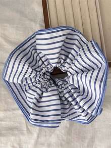 蓝色条纹大号发圈，休闲发髻发带，多功能发饰，头饰 - 彩色 - 查看 4