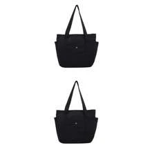 1 pièce/2 pièces Grand sac fourre-tout en canevas, sac à bandoulière avec plusieurs poches, sac de course réutilisable, facile à transporter avec une poignée confortable, pour un usage quotidien et comme cadeau. Sac à main portable pour l'école, le travail et les courses