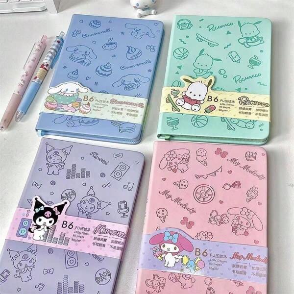 Sanrio Cuaderno de Sanrio My Melody, cuaderno de dibujos animados de moda Kuromi, cuaderno de estudiante lindo Cinnamoroll, diario de anime de color Pochacco, regalo creativo de vacaciones