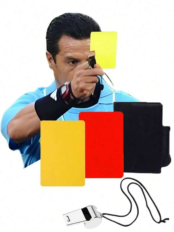 Soccer Referee Whistle Set,Red Yellow Cards With Notebook And Pencil, Referee Stainless Steel Whistles With Black Lanyard,For Sports, Soccer, Football, Basketball ﻿