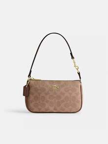 Nolita 19 Shoulder Bag In Blocked Signature Canvas Purse Gift For Women Purse And Bags For Women Underarm Bag Satchel Bag Christmas Thanksgiving Day Gift For Her CW426 - Tan Brown - 查看 4