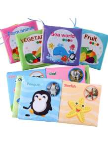 1 Peça Livro de Pano com Desenhos Animais, Vegetais Naturais e Frutas, Brinquedo Educativo Precoce de Leitura Cognitiva do Mundo, Presente para Meninos e Meninas