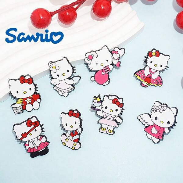 Sanrio 1pc Sanrio Hello Kitty Metal Brooch Pin Cartoon Kitty Cat Brooch For Backpack Clothing Accessories Cute Birthday Party Kawaii Jewelry Decoration