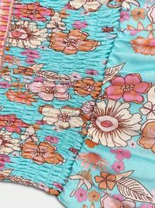 Women's Floral Print Wide-Leg Jumpsuit With Adjustable Straps And Pockets - Elegant Summer Overalls In Blue, Pink, Yellow, Orange, And White Flowers, Summer Out Digital Print Fabric, Floral Print Jumpsuit