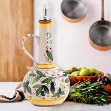 700ml Olive Oil Dispenser Embossed Ceramic Oil Vinegar Can Ceramic Storage Dispenser Container Condiment Oil Bottle Oil Bot
