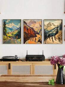 1pc Vintage Cycling Prints Set Of Prints Art Poster, Art Print Decoration Poster, Living Room Wall Decoration, Pop CanvasArt Wall , Retro Canvas, Living Room Bedroom Office Home Decoration, Print Set, Frameless