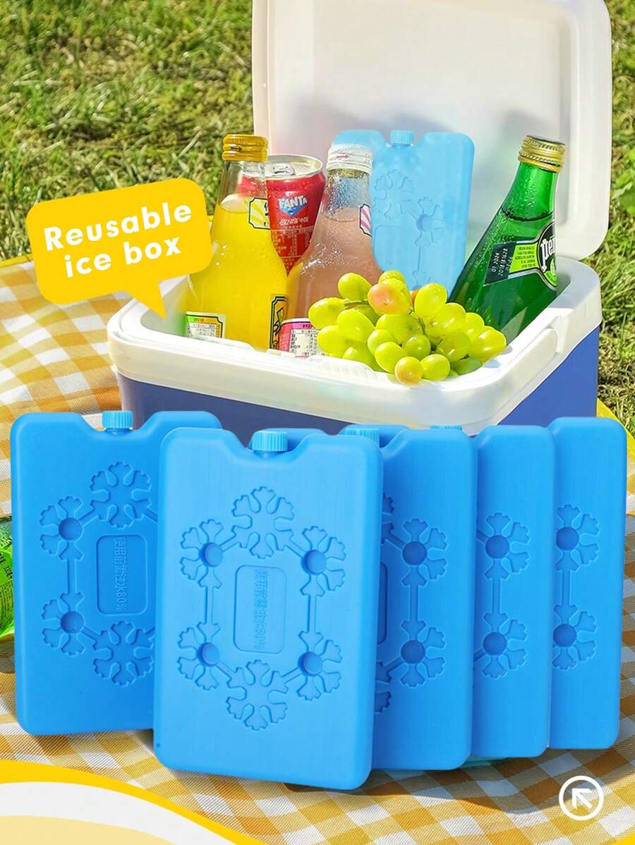 Reusable Blue Freezer Ice Box, Portable Outdoor Cooler Box Suitable For Camping, Picnic And Beach, High-Quality Insulated Ice Box For Freezing, Refrigeration And Thermal Insulation, Essential For Picnics | Thermal Insulation Design | Long-Lasting Insulation - Multicolor - View 1