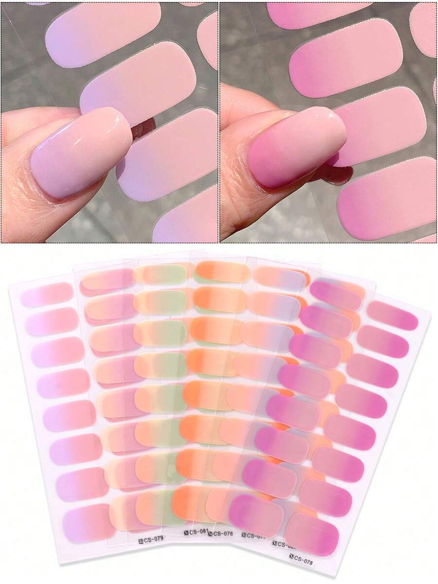 10pcs/8pcs/6pcs Random Color Gradient Full Coverage Nail Stickers, Blooming Design, Instant Self-Adhesive Nail Stickers, Long-Lasting Vibrant Colors, Easy Nail Art Decoration For Women And Girls, Suitable For Home Manicure Salon Full Nail Stickers, Women's Nail Art, Ladies Self-Adhesive Nail Stickers, Minimalist & Fashionable, Easy To Use, Suitable For Holiday Decoration, Party Decoration, Stage Decoration, Halloween Decoration, Daily Decoration, Holiday Gifts, Birthday Gifts, A Perfect Gift For Your Loved One