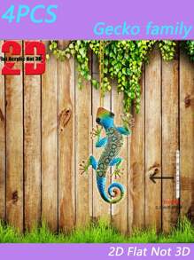 4 Stücke Acryl Gecko Familien Kunst Deko Hängende Ornamente für Zuhause, Gartenzaun Dekoration, Außendekoration, Gartenzaun Zubehör