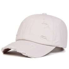 1顶女士做旧水洗牛仔棒球帽，可调节时尚防晒休闲帽，适合春秋季郊游、旅行、海滩、派对等场合 - 彩色 - 查看 4