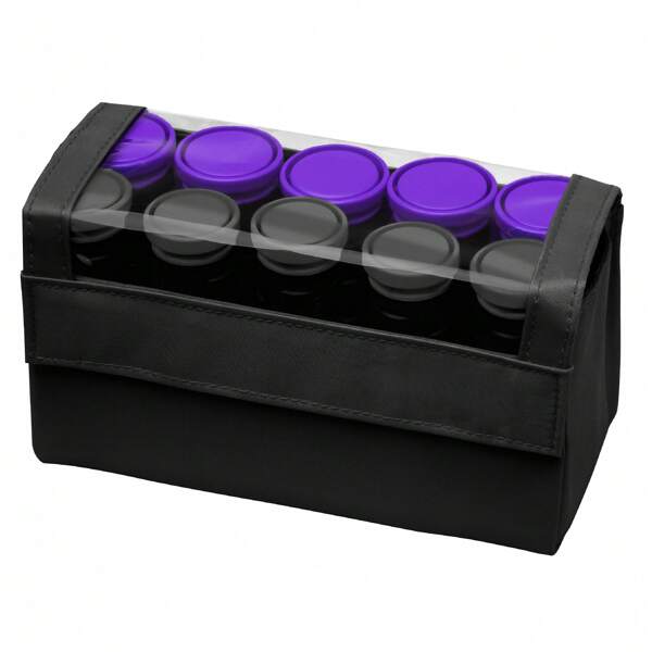 Travel Size Professional 1.25 "Compact Ceramic Hot Hair Rollers, 10 Piece Set, Anti-Static Technology, Ionic, Black