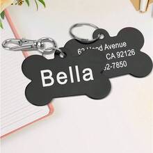 Personalized Engraved Pet ID Tag For Dog Cat Bone Shape Name Disc Double Sided