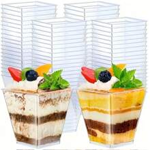 10/50/100 Pieces 2/4/5 Ounces (60/120/150ML) Capacity Mini Plastic Dessert Cups, Ice Cream Cups, Small Transparent Banana Pudding Cups, Used As Appetizers, Tasting Bowls For Birthdays, Weddings, And Parties, Christmas Gifts