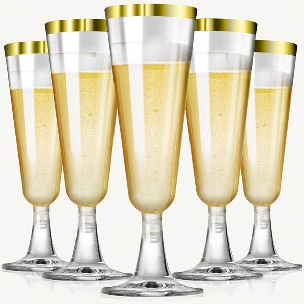 5oz Copas de champán de plástico transparente, elegantes copas de champán para fiestas, bodas y cócteles, irrompibles, fáciles de limpiar, perfectas para champán, cócteles y postres