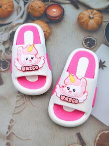 Kids Fashion Slippers, Soft Bottom Non-Slip Cute Cartoon Unicorn Design Children Sandals, Big Kids Indoor/Outdoor Wear Slides