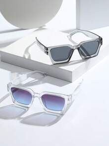 2pcs/Set Modern Minimalist Versatile Casual All-Match Men's Fashion Fashion Glasses Combo, Suitable For Outdoor Leisure Activities, Street Photography, Travel, Driving, Fishing And Other Fashionable Occasions, Showcasing Fashionable Taste. - 2pcs 透灰灰藍 - 查看 3