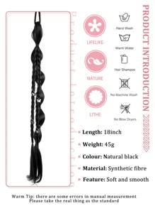 Long Braided Ponytail Extension With Hair Tie Straight Wrap Around Hair Extensions Ponytail Natural Soft Synthetic Hair Piece For Women Daily Wear